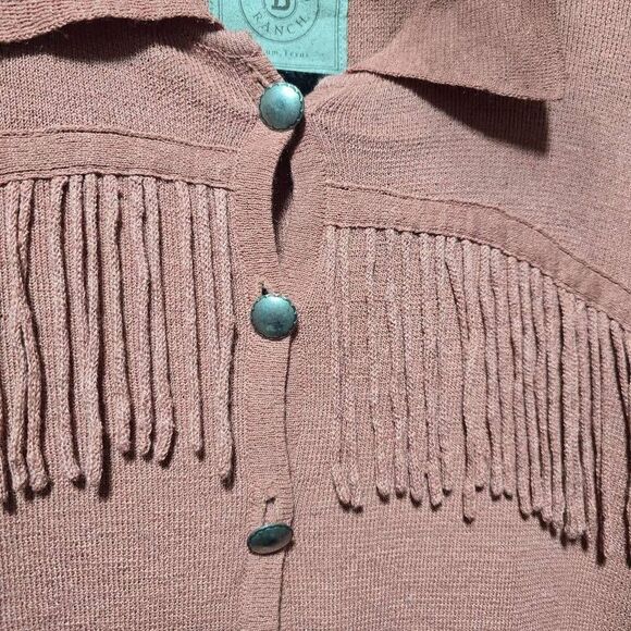 Double D Ranch Coral Fringe Linen Jacket Cowboy Western Luxury - Picture 2 of 4